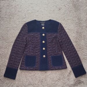 ST. JOHN Mixed Media Tweed Knit Jacket